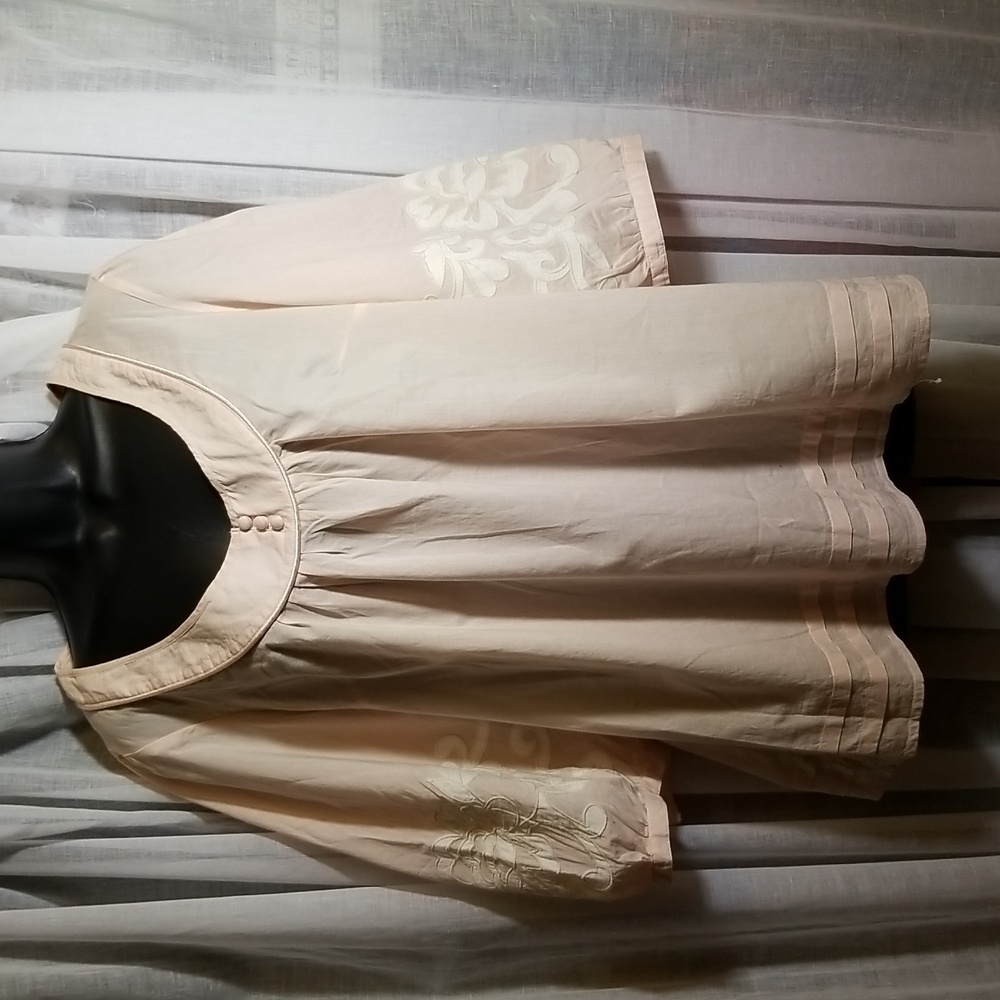 XL Unique Vintage Light pink Cotton Top